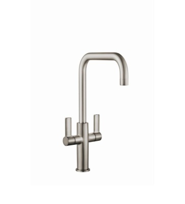 Alpina Twin Handle Water Saving Kitchen Mixer - Brushed Nickel