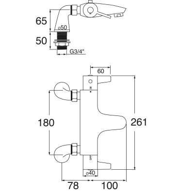 Avoca Thermostatic Bath Shower Mixer - Deck Mounted