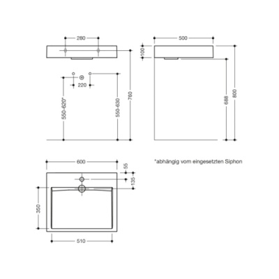 HEWI composite washbasin white square