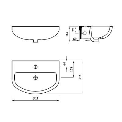 Lecico 50cm Semi Recessed School Basin