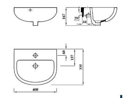 Lecico 40cm Semi Recessed School Basin