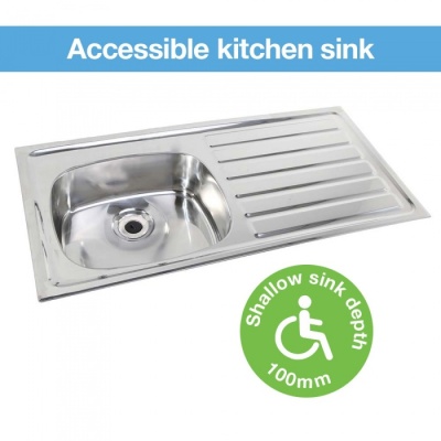 Hart XL Accessible Kitchen Sink -100mm Depth Kitchen Sink (RH)