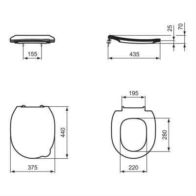 Armitage Shanks Contour 21 Splash Schools Toilet Seat & Cover (355mm Pans)