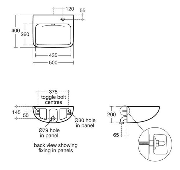 Armitage Shanks Contour 21 Back Outlet Basin With Deck Tap Hole ...