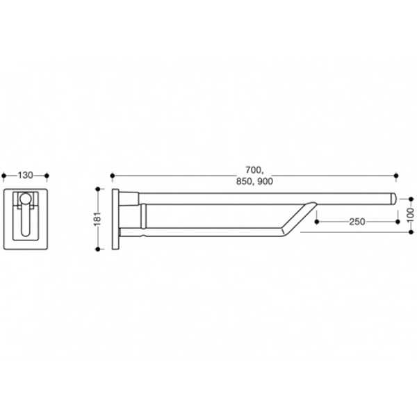 HEWI Hinged Support Rail Duo - NotJustTaps.co.uk