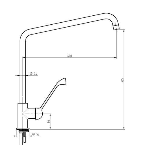 Monolith 400 Long Reach Medical Lever Sink Mixer - NotJustTaps.co.uk