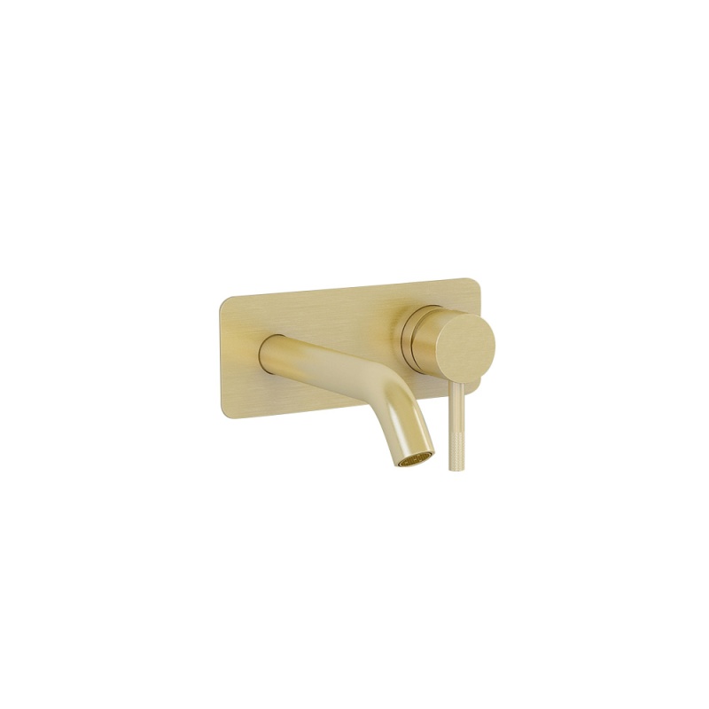 Ravine Two Hole Wall Mounted Basin Mixer - Brushed Brass