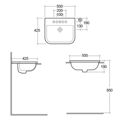 RAK Series 600 Drop In Wash Basin - NotJustTaps.co.uk