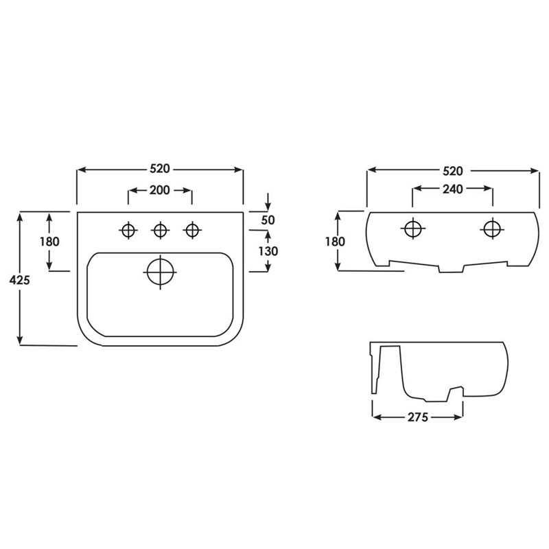 Synergy Venice 520mm 1 Tap Hole Semi Recessed Basin | Countertop Basin ...