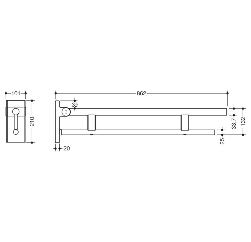 System 900 Duo 850mm (DocM)Hinged Support Rail - Matt Black ...