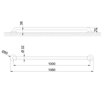 Nofercare Extra Long 100cm Stainless Grab Rail - Polished