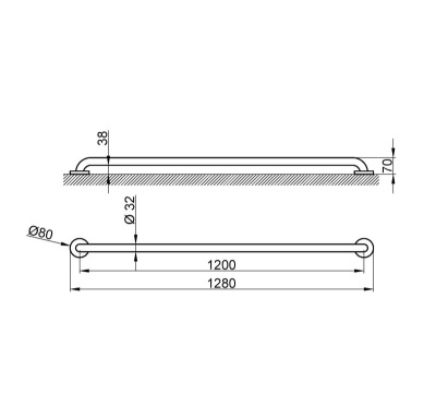 Nofercare Extra Long 120cm Stainless Grab Rail - Glossy Polished